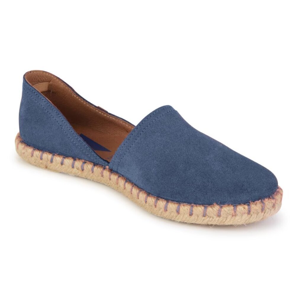 Verbenas Spain Carmen Espadrille Dusty Denim Blue Suede Slip On Flat, size 40